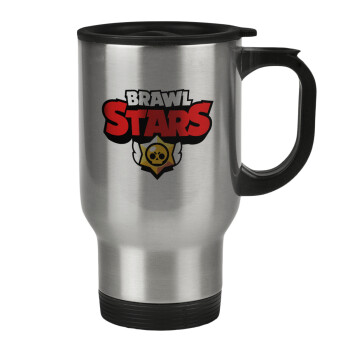 Brawl Stars, Stainless steel travel mug with lid, double wall 450ml