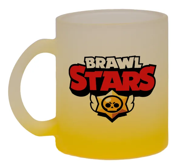 Brawl Stars — Two-tone glass mug with matte yellow base, 330ml