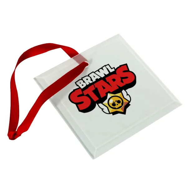 Brawl Stars — Christmas ornament, glass square ornament 9x9cm