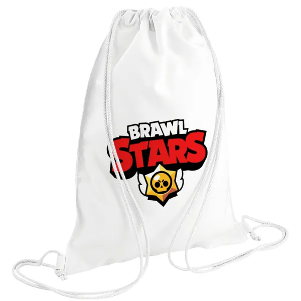 Brawl Stars — Τσάντα πλάτης πουγκί GYMBAG λευκή (28x40cm)