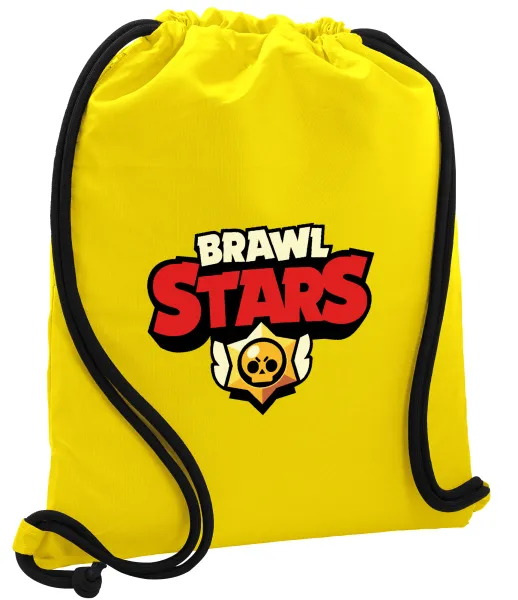 Brawl Stars — Τσάντα πλάτης πουγκί GYMBAG Κίτρινη, με τσέπη (40x48cm) & χονδρά κορδόνια
