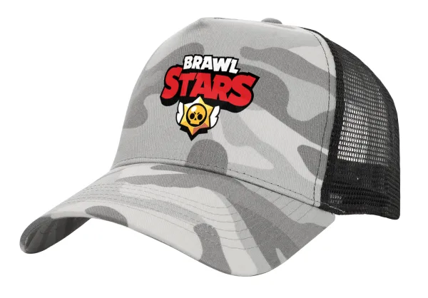 Brawl Stars — Adult Structured Trucker Hat, with Mesh, (Camouflage) Army Camo (100% COTTON, ADULT, UNISEX, ONE SIZE)