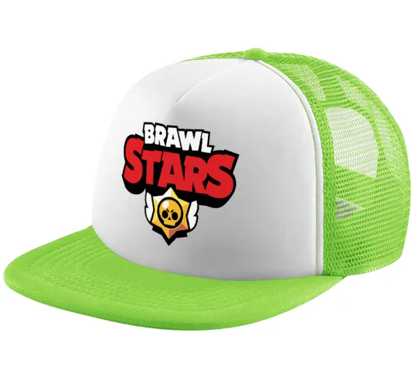 Brawl Stars — Adult Soft Trucker Hat with Mesh GREEN/WHITE (POLYESTER, ADULT, ONE SIZE)