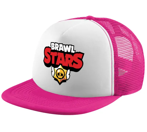 Brawl Stars — Child's Soft Trucker Hat with Pink/White Mesh (POLYESTER, CHILD, ONE SIZE)