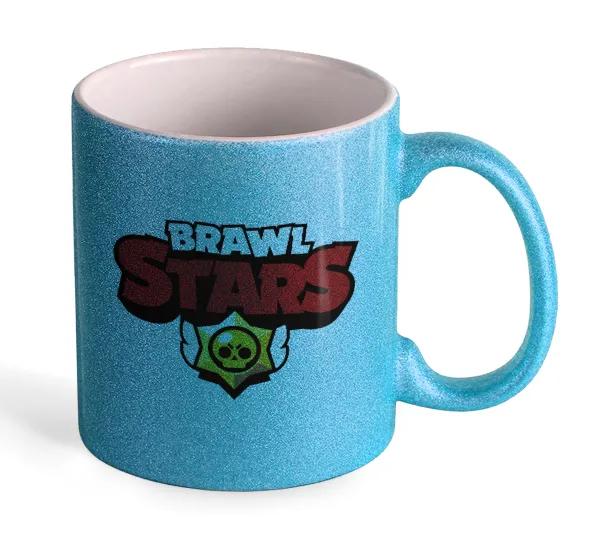 Brawl Stars — Light blue glitter mug that sparkles, ceramic, 330ml
