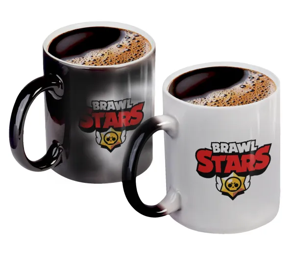 Brawl Stars — Color changing magic Mug, ceramic, 330ml when adding hot liquid inside, the black colour desappears (1 pcs)