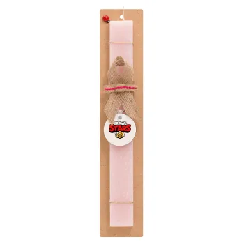 Brawl Stars, Easter Set, wooden keychain & scented flat Easter candle (30cm) (PINK)