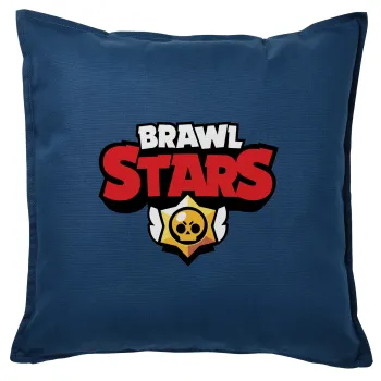 Brawl Stars, Μαξιλάρι καναπέ Μπλε 100% βαμβάκι, περιέχεται το γέμισμα (50x50cm)