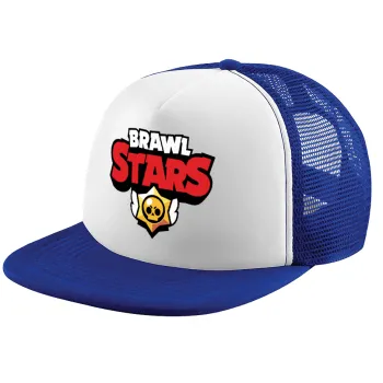 Brawl Stars, Καπέλο παιδικό Soft Trucker με Δίχτυ ΜΠΛΕ/ΛΕΥΚΟ (POLYESTER, ΠΑΙΔΙΚΟ, ONE SIZE)