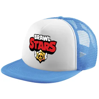 Brawl Stars, Child's Soft Trucker Hat with Blue/White Mesh (POLYESTER, CHILD, ONE SIZE)