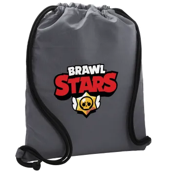 Brawl Stars, Τσάντα πλάτης πουγκί GYMBAG ΓΚΡΙ, με τσέπη (40x48cm) & χονδρά κορδόνια