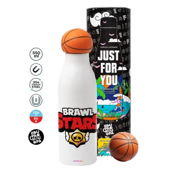 Brawl Stars, Μπάλα μπάσκετ μεταλλικό παγούρι θερμός, διπλού τοιχώματος, 550ml