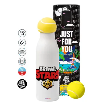 Brawl Stars, Μπάλα τένις μεταλλικό παγούρι θερμός, διπλού τοιχώματος, 550ml