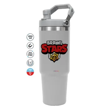 Brawl Stars, ΓΚΡΙ χρώματος Θερμός Ανοξείδωτο 890ml (30oz) με χερούλι