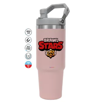 Brawl Stars, ΡΟΖ χρώματος Θερμός Ανοξείδωτο 890ml (30oz) με χερούλι