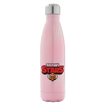 Brawl Stars, Metal mug thermos Pink Iridiscent (Stainless steel), double wall, 500ml