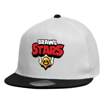 Brawl Stars, Καπέλο παιδικό Flat Snapback, Λευκό (100% ΒΑΜΒΑΚΕΡΟ, ΠΑΙΔΙΚΟ, UNISEX, ONE SIZE)