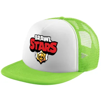 Brawl Stars, Adult Soft Trucker Hat with Mesh GREEN/WHITE (POLYESTER, ADULT, ONE SIZE)