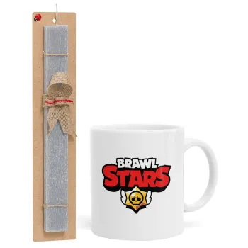 Brawl Stars, Easter Set, Ceramic Cup (330ml) & Easter aromatic flat candle (30cm) (GRAY)
