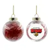 Transparent Christmas tree ball ornament with red filling 8cm