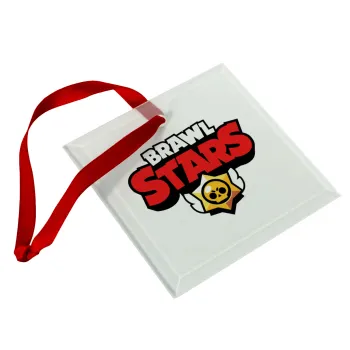 Brawl Stars, Christmas ornament, glass square ornament 9x9cm
