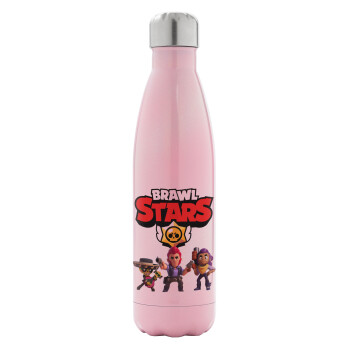 Brawl Stars Desert, Metal mug thermos Pink Iridiscent (Stainless steel), double wall, 500ml