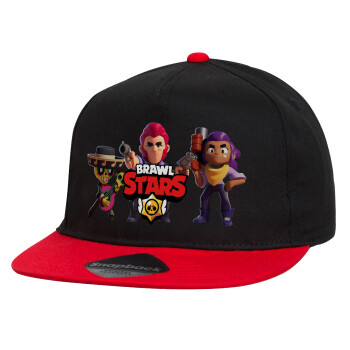Brawl Stars Desert, Children's Flat Snapback Hat, Black/Red (100% COTTON, CHILDREN'S, UNISEX, ONE SIZE)