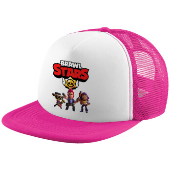 Brawl Stars Desert, Καπέλο παιδικό Soft Trucker με Δίχτυ Pink/White 