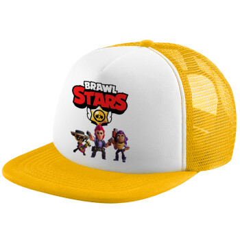 Brawl Stars Desert, Καπέλο παιδικό Soft Trucker με Δίχτυ Κίτρινο/White 