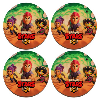 Brawl Stars Desert, ΣΕΤ x4 Σουβέρ ξύλινα στρογγυλά plywood (9cm)