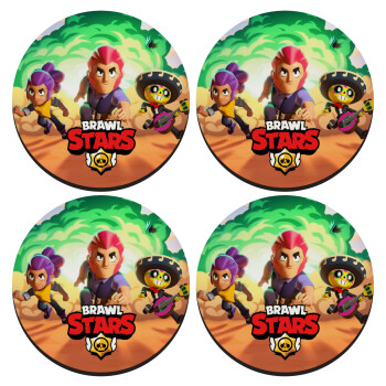 Brawl Stars Desert, SET of 4 round wooden coasters (9cm)