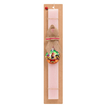 Brawl Stars Desert, Easter Set, wooden keychain & scented flat Easter candle (30cm) (PINK)
