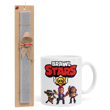 Brawl Stars Desert, Easter Set, Ceramic Cup (330ml) & Easter aromatic flat candle (30cm) (GRAY)