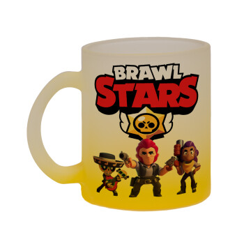 Brawl Stars Desert, Κούπα γυάλινη δίχρωμη με βάση το κίτρινο ματ, 330ml