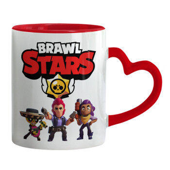 Brawl Stars Desert, Mug heart red handle, ceramic, 330ml