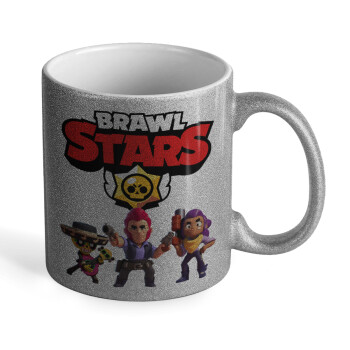Brawl Stars Desert, Κούπα Ασημένια Glitter που γυαλίζει, κεραμική, 330ml