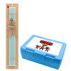 Easter Set, children's snack container BLUE & Easter aromatic flat candle (30cm) (TURQUOISE)