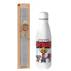 Easter Set, metallic stainless thermos bottle (500ml) & scented flat Easter candle (30cm) (GRAY)