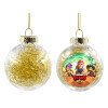 Transparent Christmas tree ball ornament with gold filling 8cm
