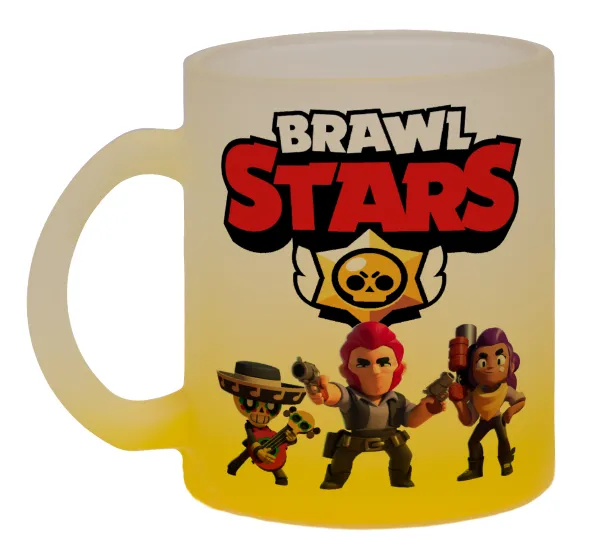 Brawl Stars Desert — Two-tone glass mug with matte yellow base, 330ml