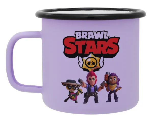 Brawl Stars Desert — Metal enamel mug, matte light pastel purple, 360ml