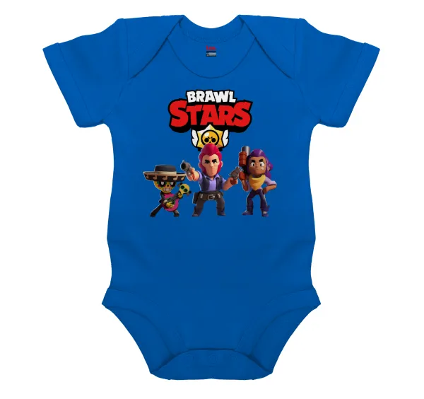 Brawl Stars Desert — Short-sleeve baby bodysuit, cobalt blue, 100% organic cotton