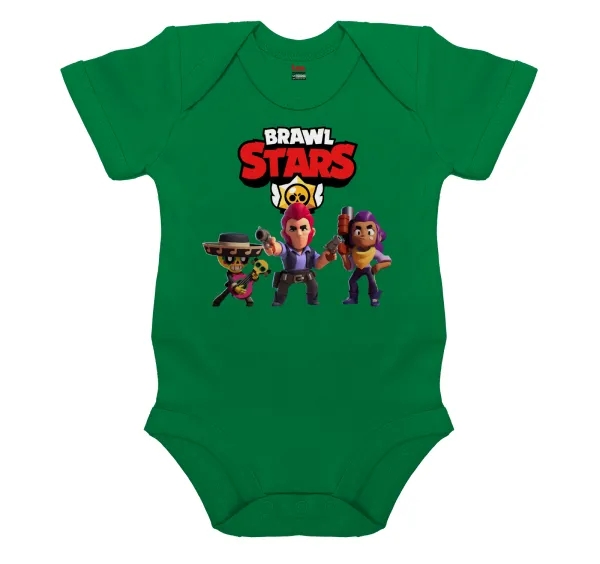 Brawl Stars Desert — Short-sleeve baby bodysuit, GREEN, 100% organic cotton