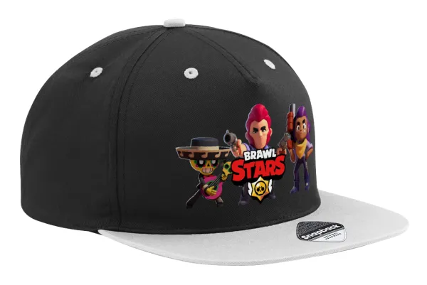 Brawl Stars Desert — Adult Flat Snapback Hat Black/Grey, (100% COTTON TWILL, ADULT, UNISEX, ONE SIZE)