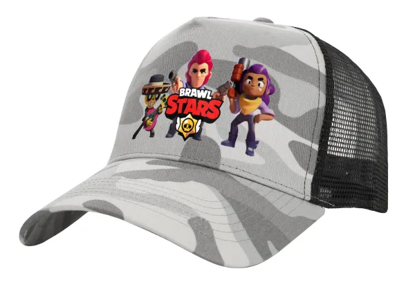 Brawl Stars Desert — Adult Structured Trucker Hat, with Mesh, (Camouflage) Army Camo (100% COTTON, ADULT, UNISEX, ONE SIZE)