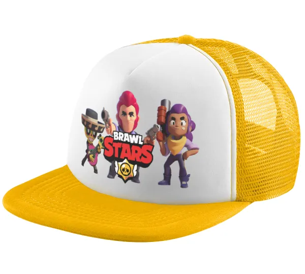Brawl Stars Desert — Adult Soft Trucker Hat with Yellow/White Mesh (POLYESTER, ADULT, UNISEX, ONE SIZE)