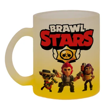 Brawl Stars Desert, Κούπα γυάλινη δίχρωμη με βάση το κίτρινο ματ, 330ml