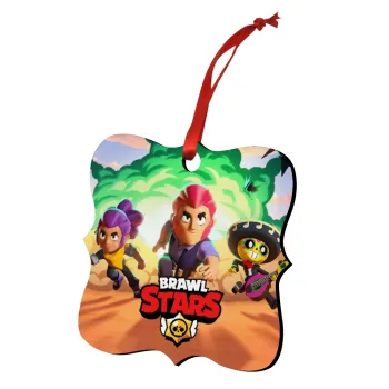 Brawl Stars Desert, Christmas ornament polygon wooden 7.5cm