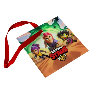 Brawl Stars Desert, Christmas ornament, glass square ornament 9x9cm