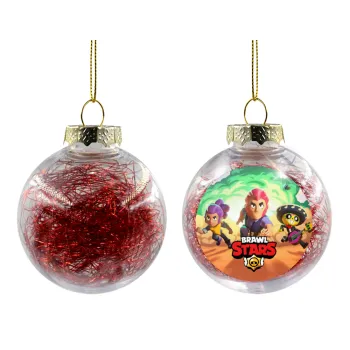 Brawl Stars Desert, Transparent Christmas tree ball ornament with red filling 8cm